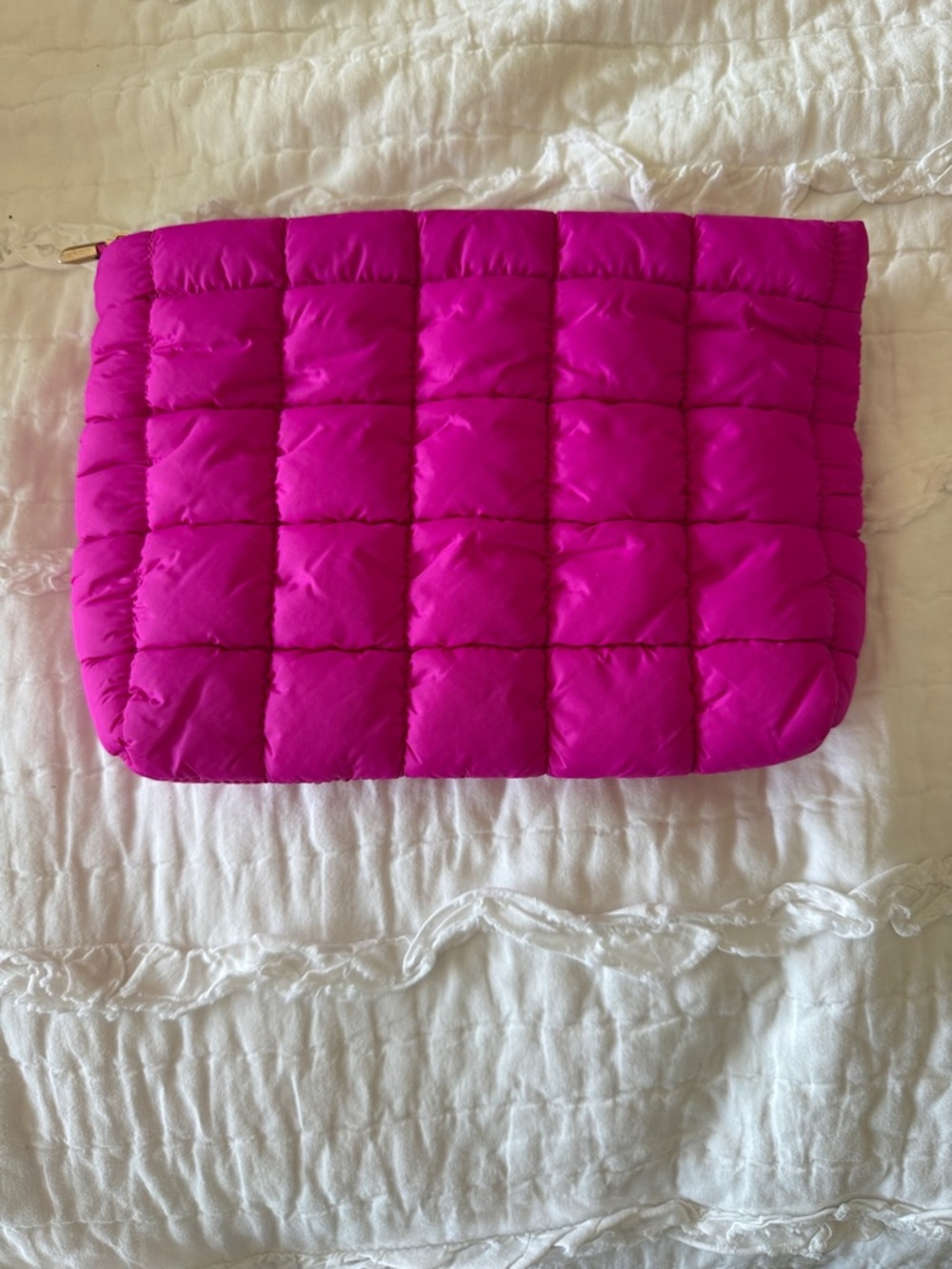 Hot Pink Quilted Puffer Clutch